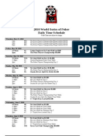 2010 WSOP Daily Bracelet Schedule