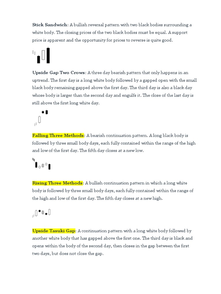 Candlestick patterns guide for reversal and continuation signals | PDF ...