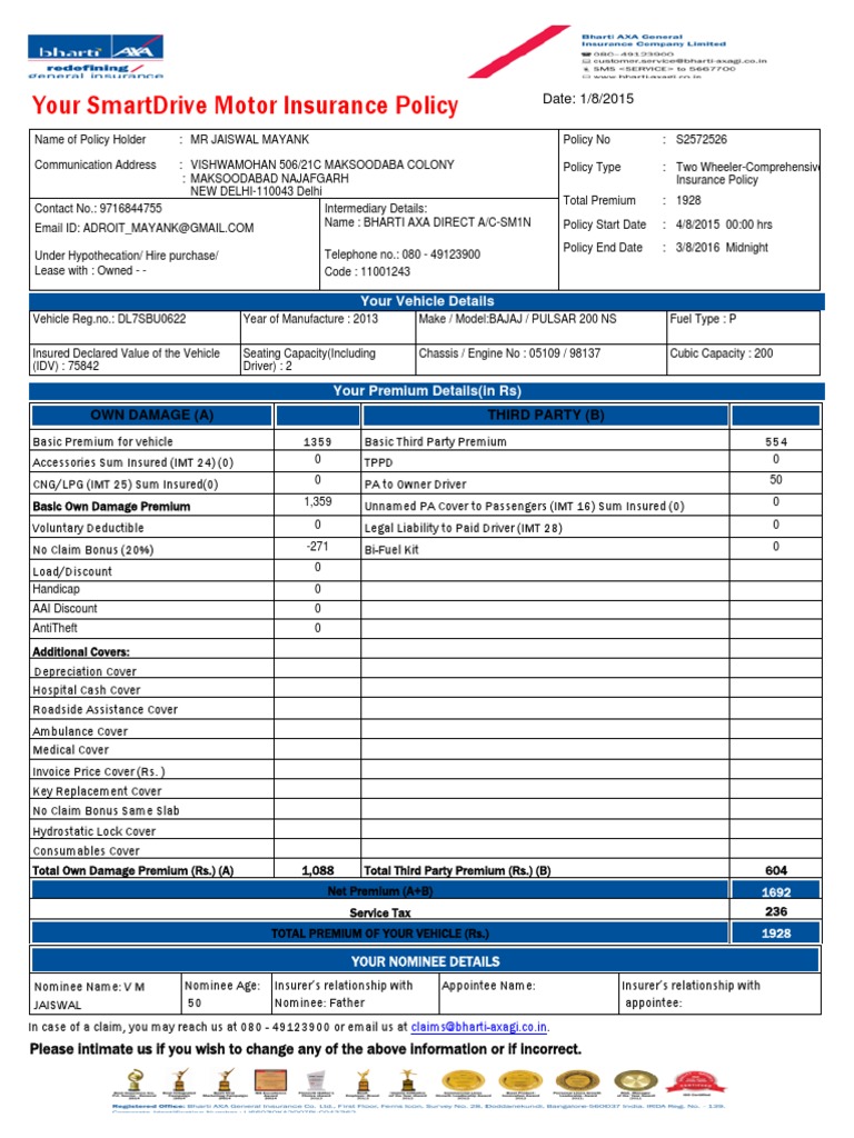 Bike Insurance PDF PDF Vehicle Insurance Deductible
