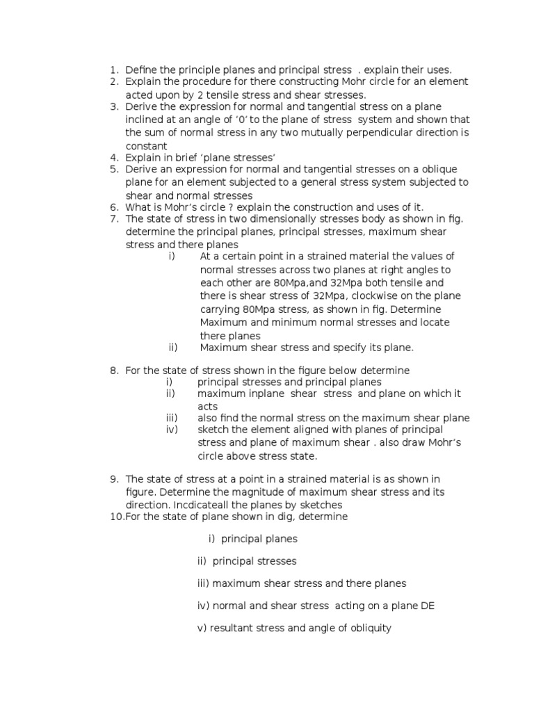 Principal Planes and Stresses Explained | PDF | Stress (Mechanics ...