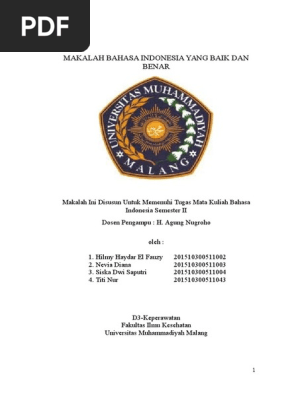 Makalah Bahasa Indonesia Yang Baik Dan Benar Contoh Makalah