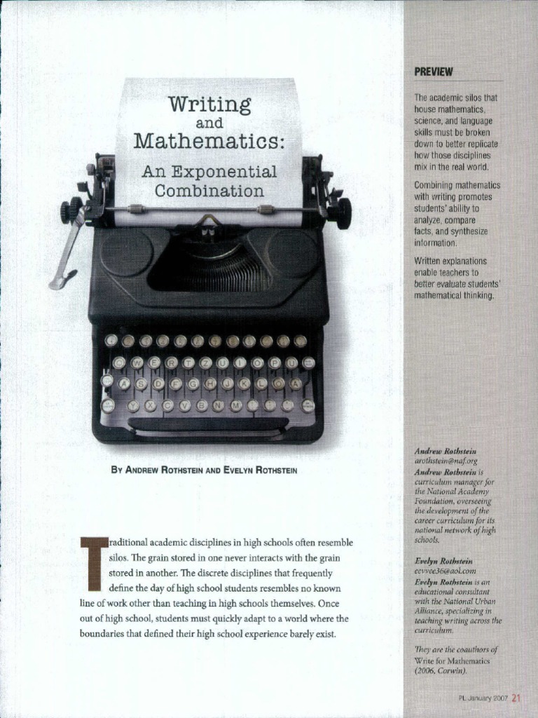 Writing and Mathematics | PDF | National Council Of Teachers Of ...