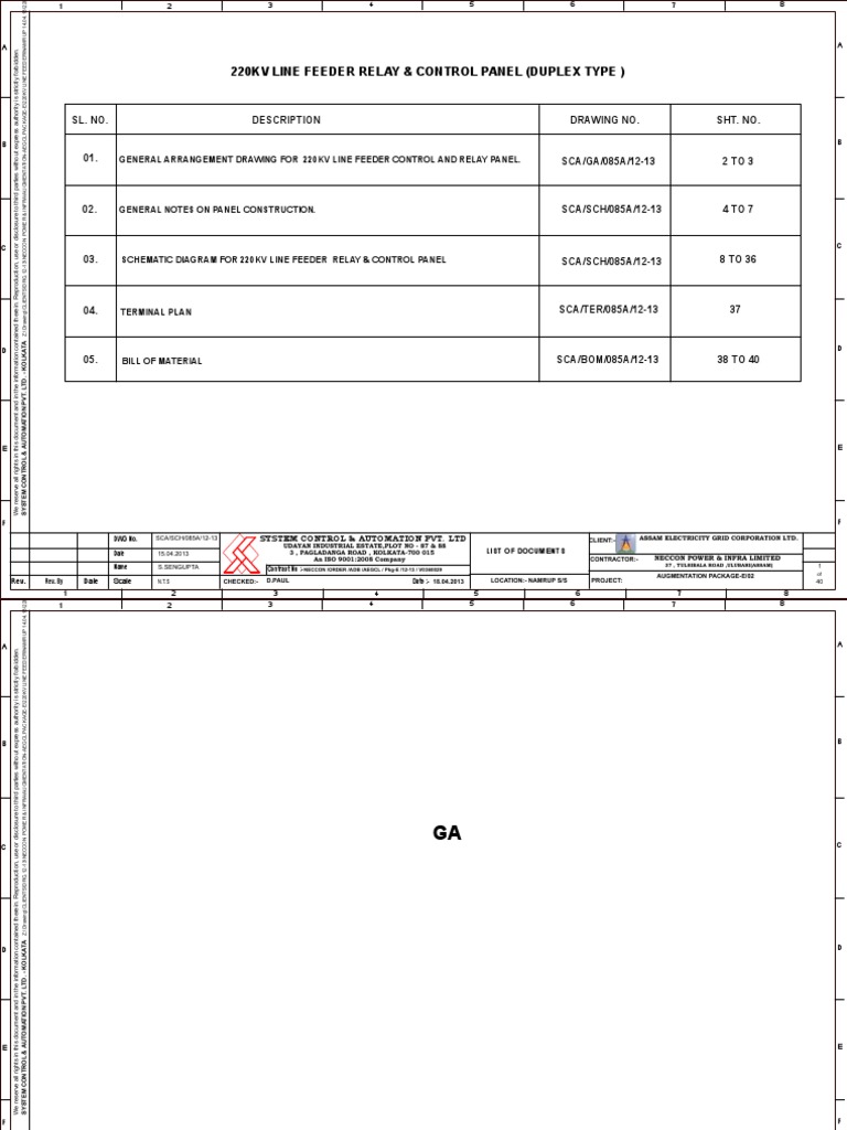 220KV Line Feeder Control Panel Drawings | PDF | Relay | Equipment