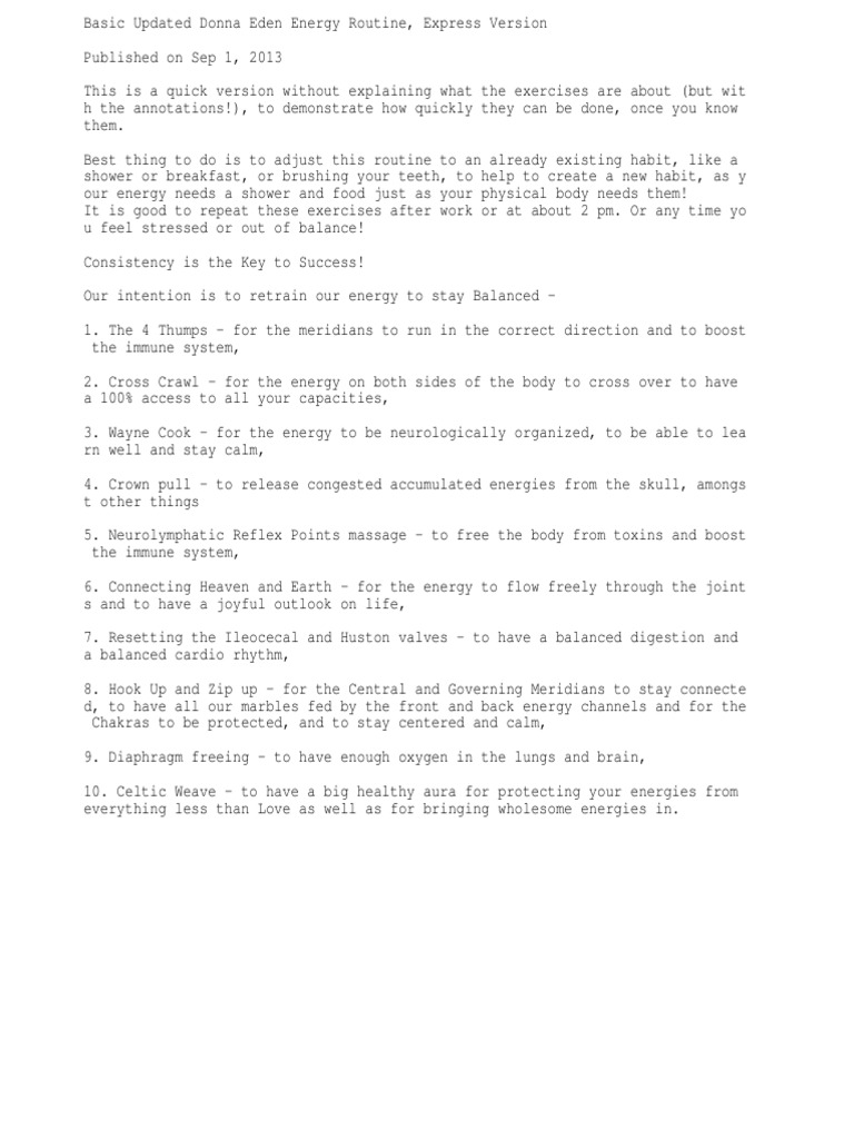 Basic Updated Donna Eden Energy Routine, Express Version