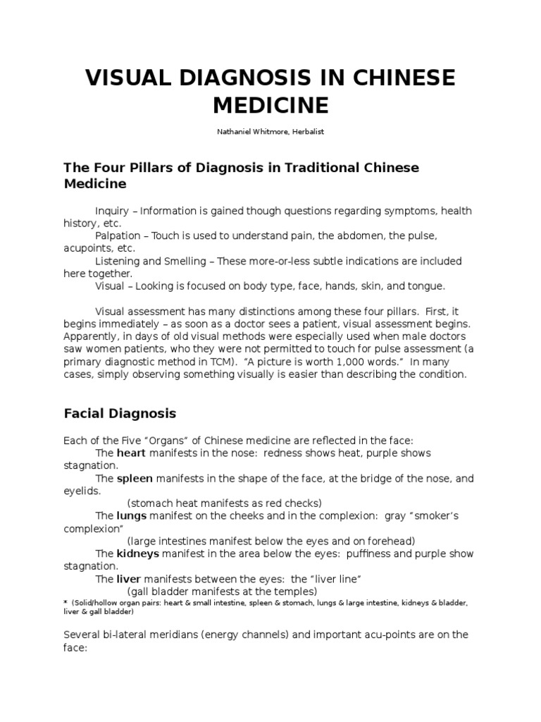 visual diagnosis in chinese medicine Traditional Chinese Medicine