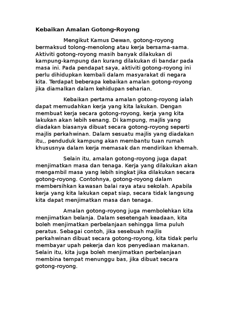 Kebaikan Amalan Gotong Royong