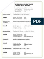 Term Dates 2015-16 