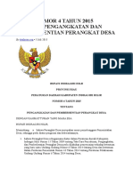 Perda Nomor 4 Tahun 2015 Tentang Pengangkatan Dan Pemberhentian Perangkat