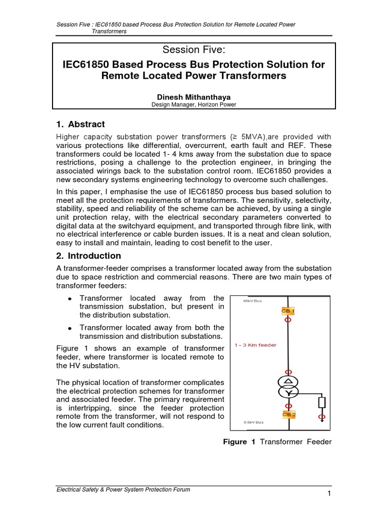 Iec61850 Based Process Bus Protection Solution Electrical