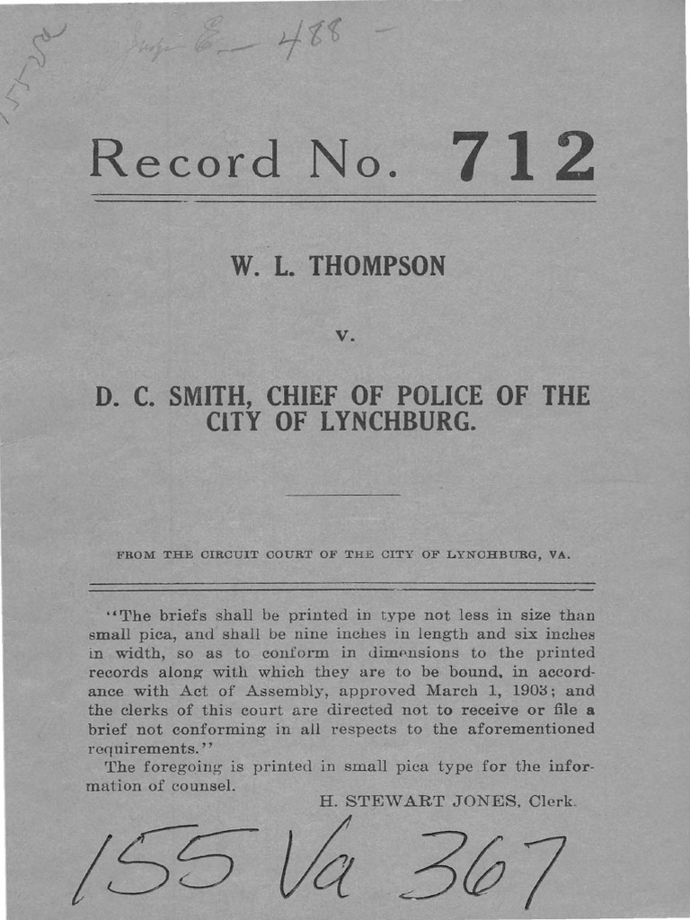 Thompson v. Smith 154 S.E. 579, 155 Va. 367 (VA 1930) PDF