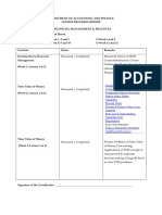 FM MBA Course Progress Report 