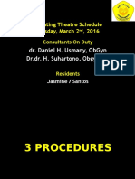 Operating Theatre Schedule for March 2nd