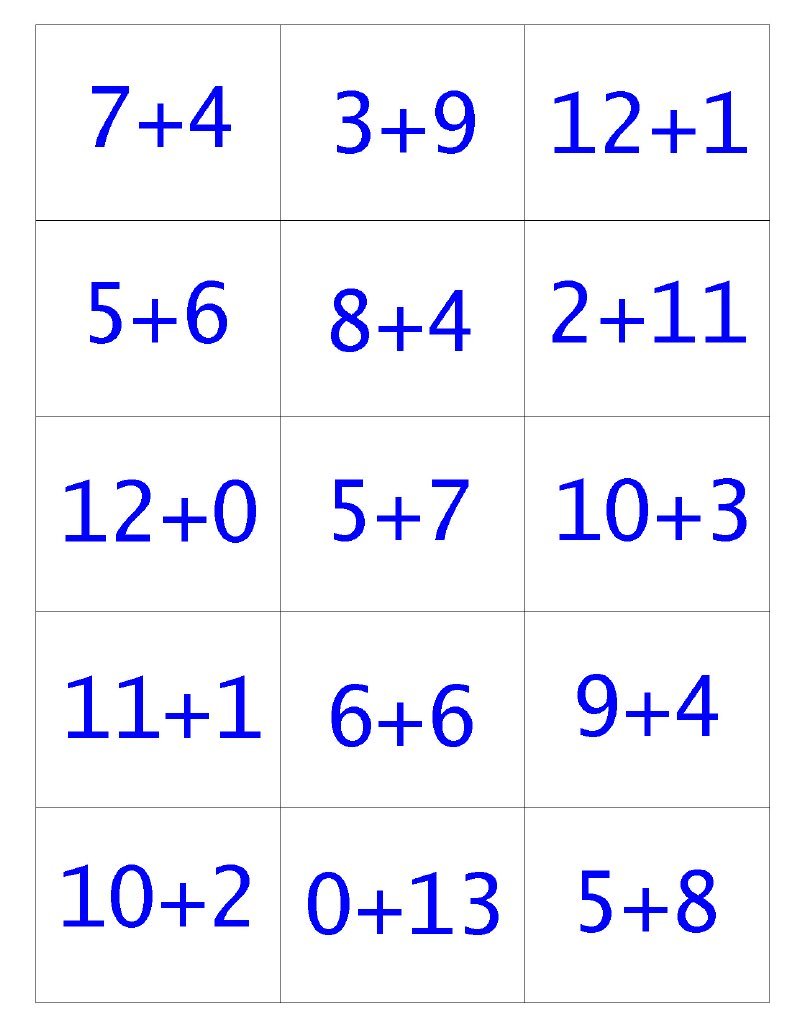 Addition Facts For 11 12 13 | PDF