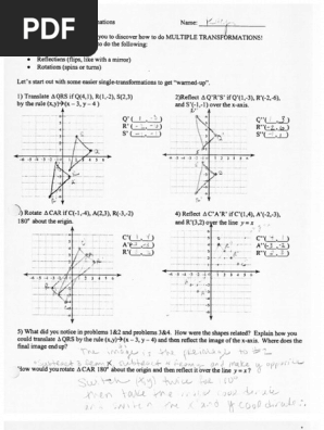 basics of transformations answer key homework 1