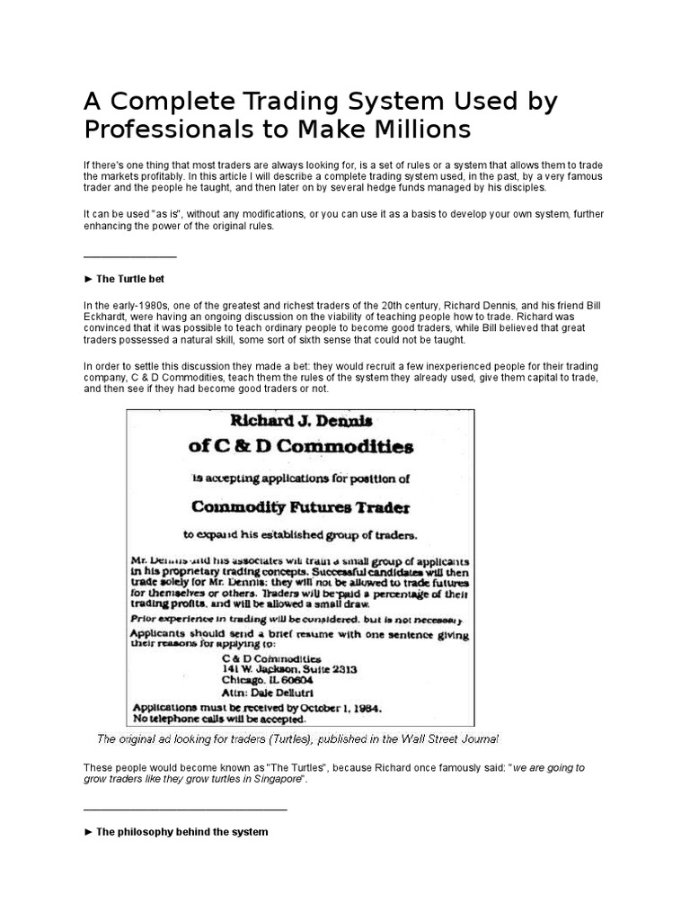 Turtle Trading System Overview | PDF | Financial Economics | Business ...