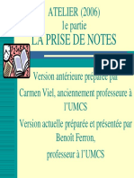 La Prise de Notes: ATELIER (2006) 1e Partie