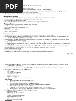 Schizophrenia Care Plan RN
