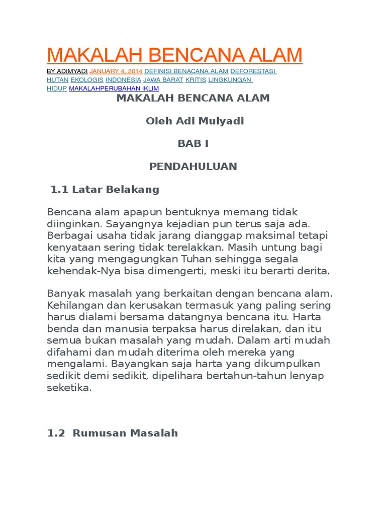 Makalah Bencana Alam