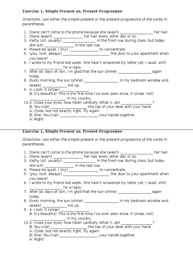 WS_Simple Present vs Present Progressive