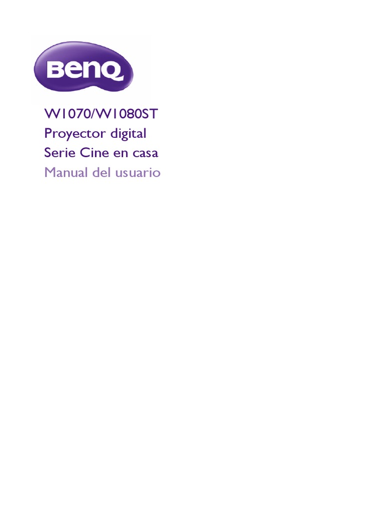BenQ W1070 W1080 DLP HD Projector Manual Spanish PDF Hdmi Contraseña