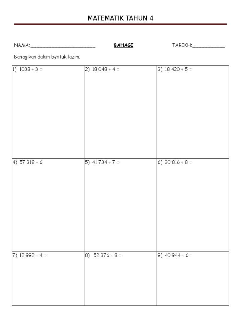 Soalan Bahagi Matematik | PDF