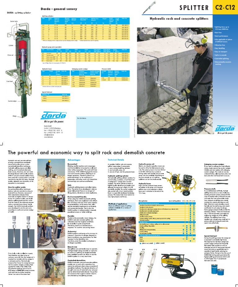 Darda Hydraulic Rock Splitter Overview | PDF
