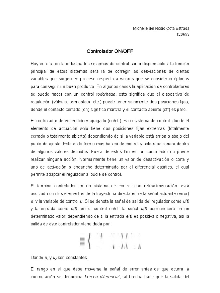 Controlador ONOFF | PDF | Sistema de control | Ingenieria Eléctrica