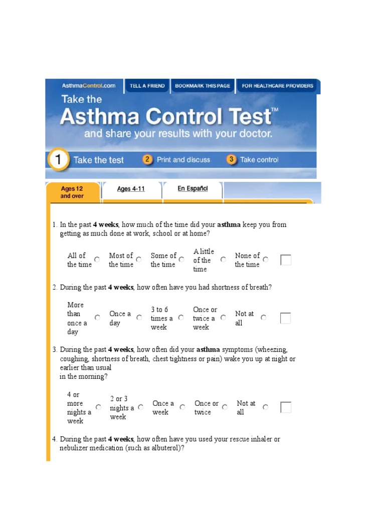 Asma Control Test | PDF | Asthma | Respiratory Diseases