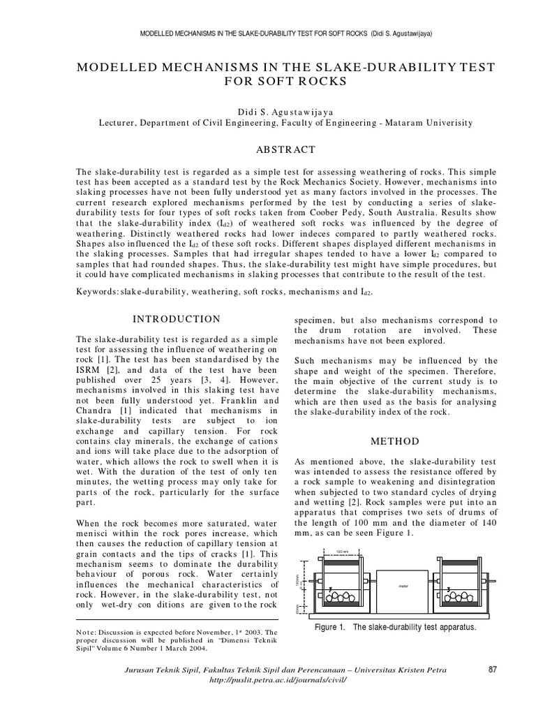 Slake-Durability Mechanisms in Soft Rocks | PDF