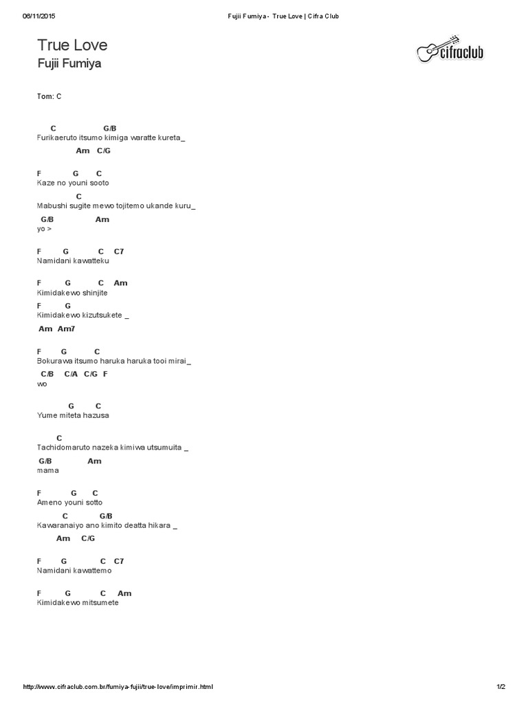 Fujii Fumiya - True Love - Cifra Club