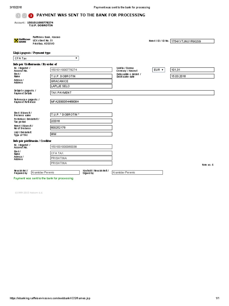 Payment Was Sent To The Bank For Processing | PDF