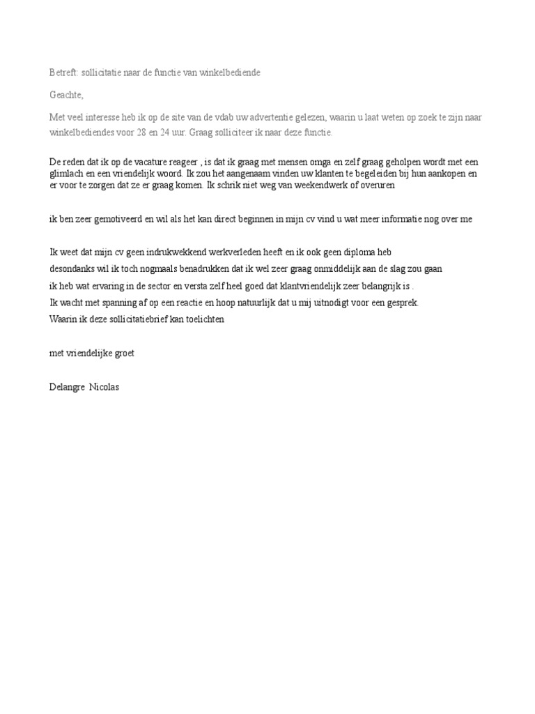 Motivatiebrief Lidl Pdf