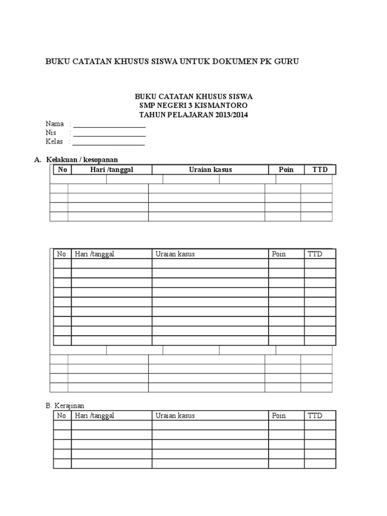 Catatan Guru Untuk Siswa
