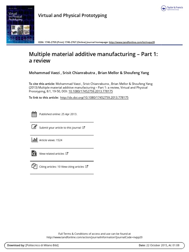Multiple Material Additive Manufacturing Review | PDF | 3 D Printing ...