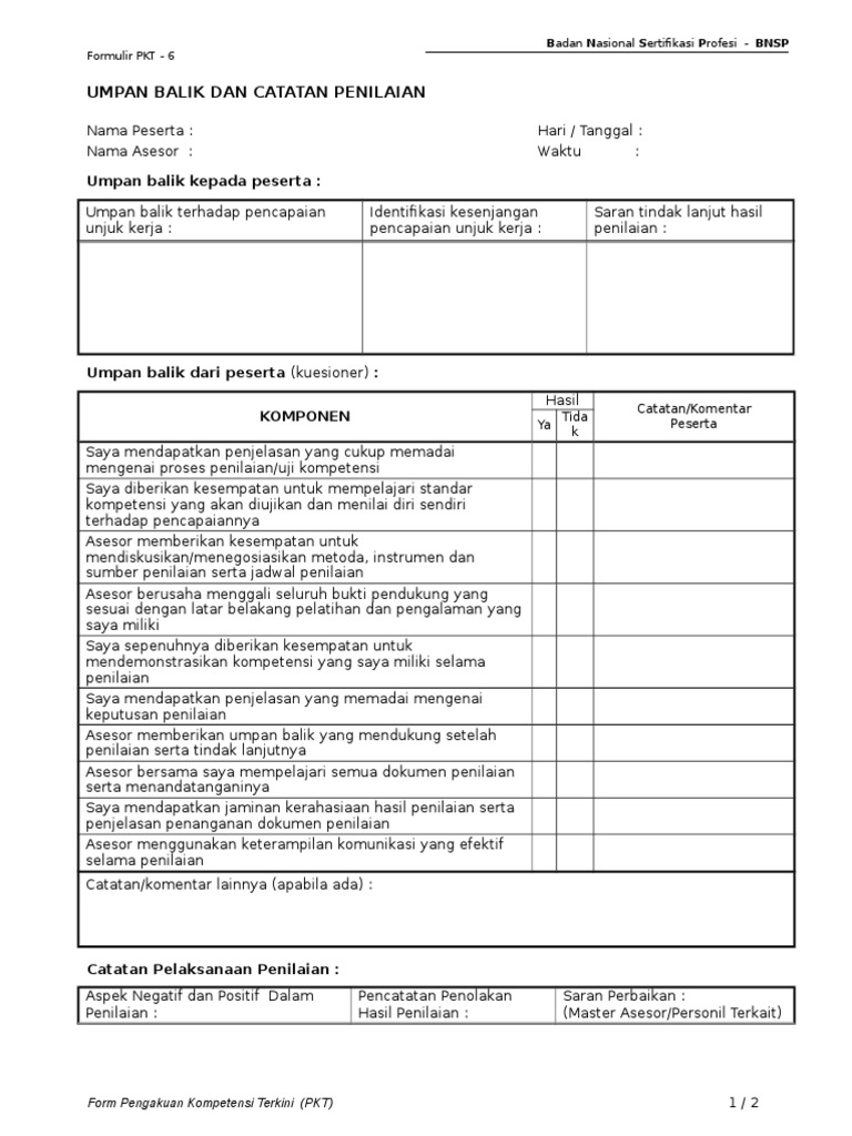 UMPAN BALIK PENILAIAN