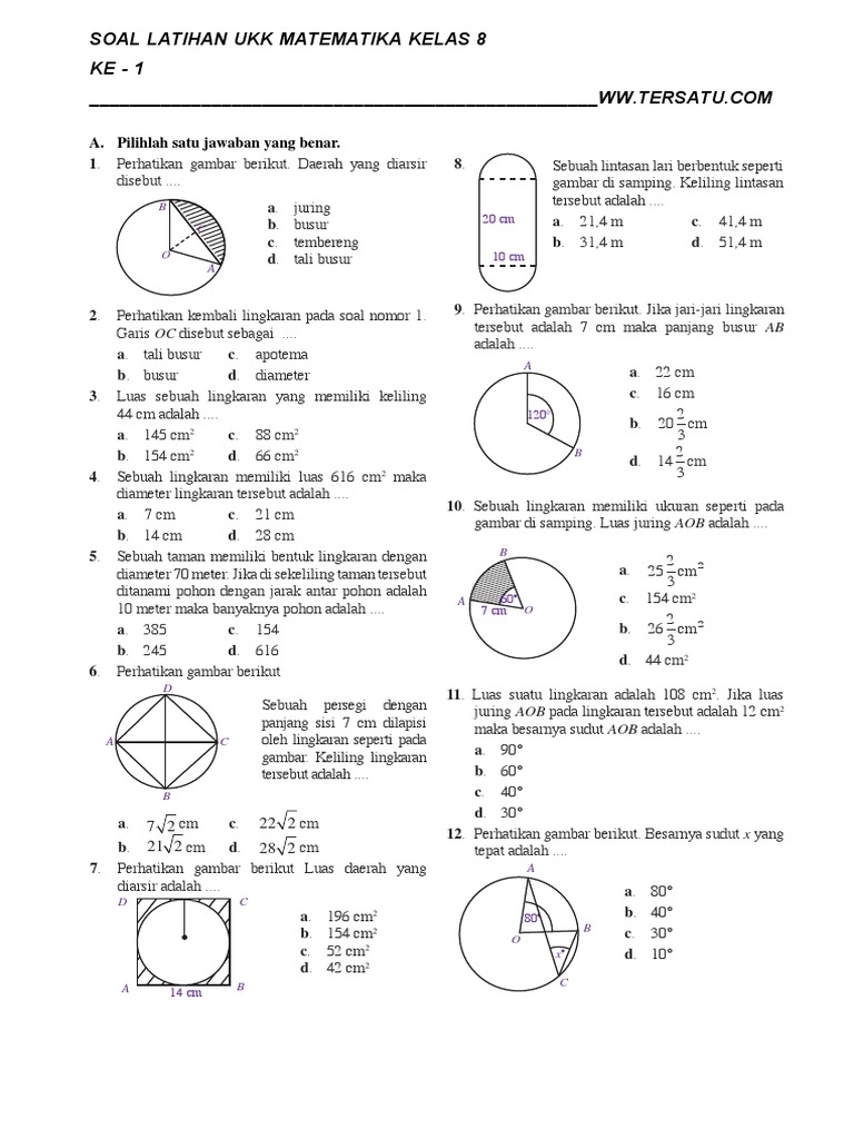 Soal Dan Pembahasan Materi Lingkaran Kelas 8