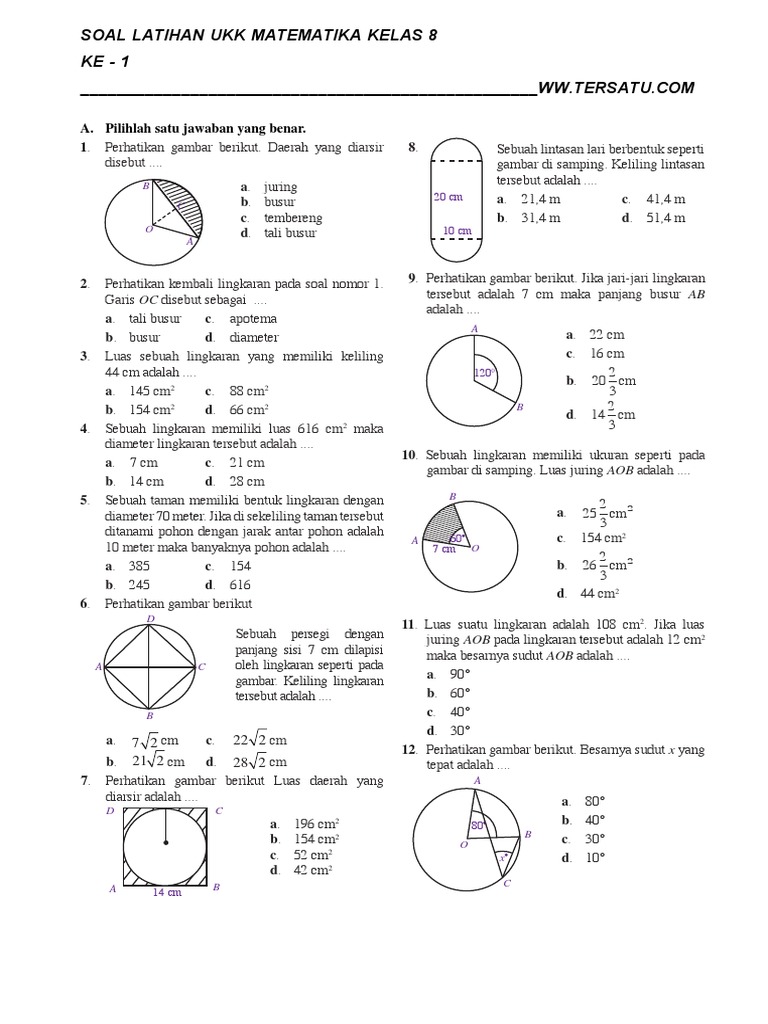 Soal Matematika Lingkaran Kelas 8 Dan Jawaban - soalkunci.my.id