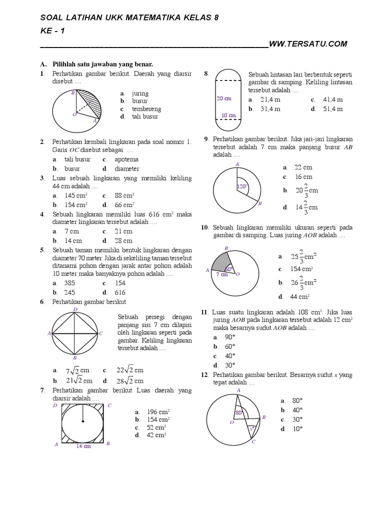 Soal Ukk Matematika Kelas 8 PDF PDF