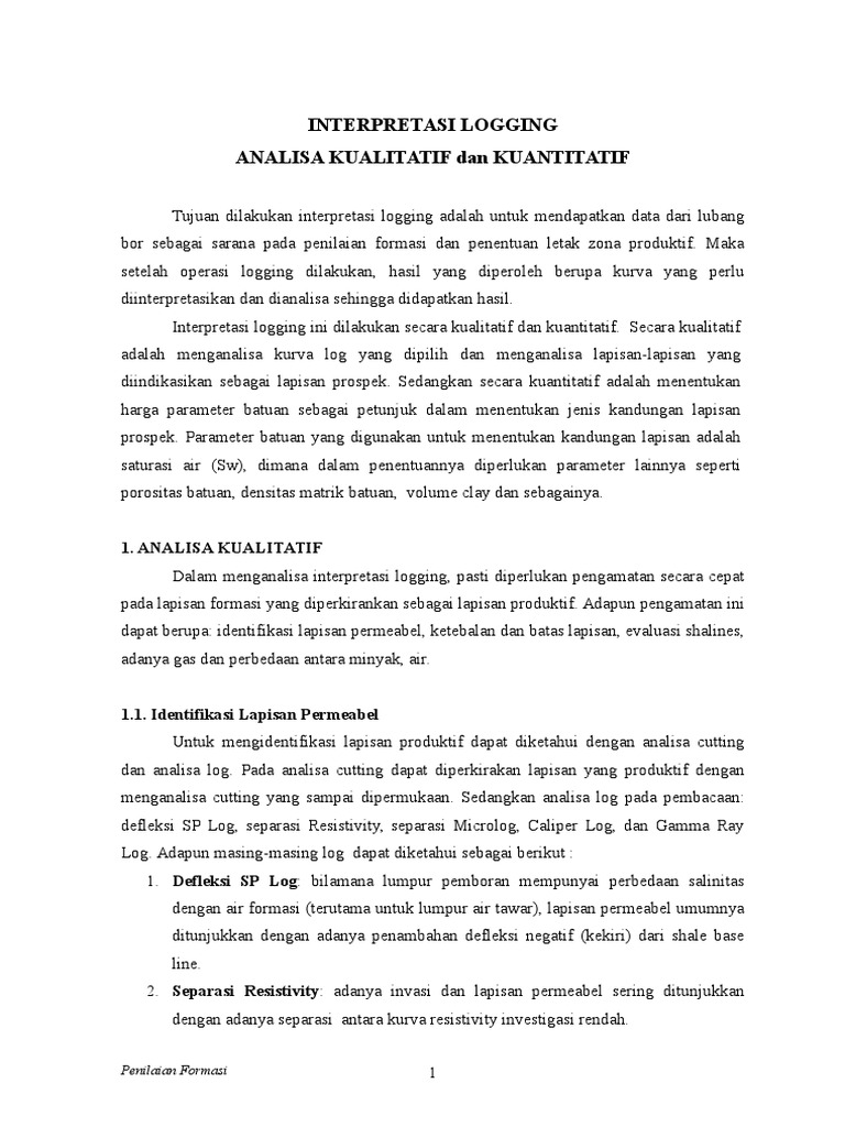 Interpretasi dan Analisis Logging | PDF