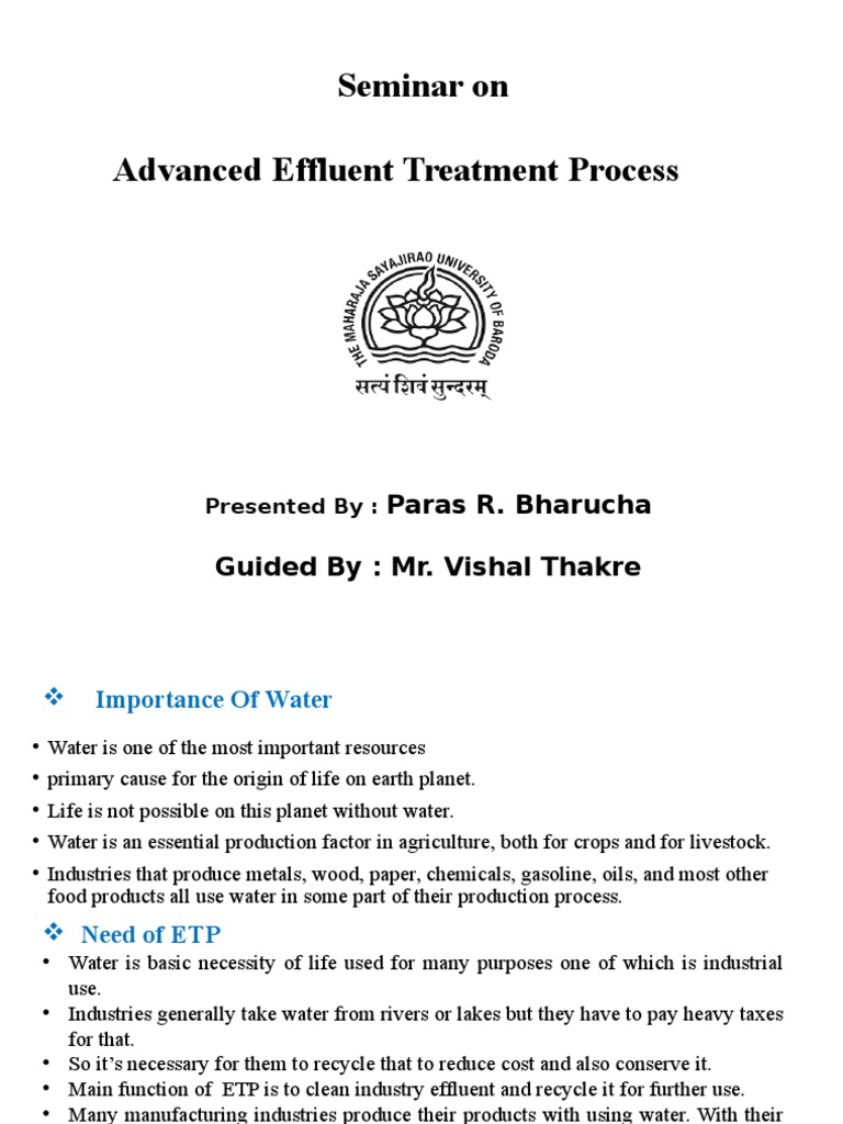 Advanced Effluent Treatment Seminar | PDF | Sewage Treatment | Membrane