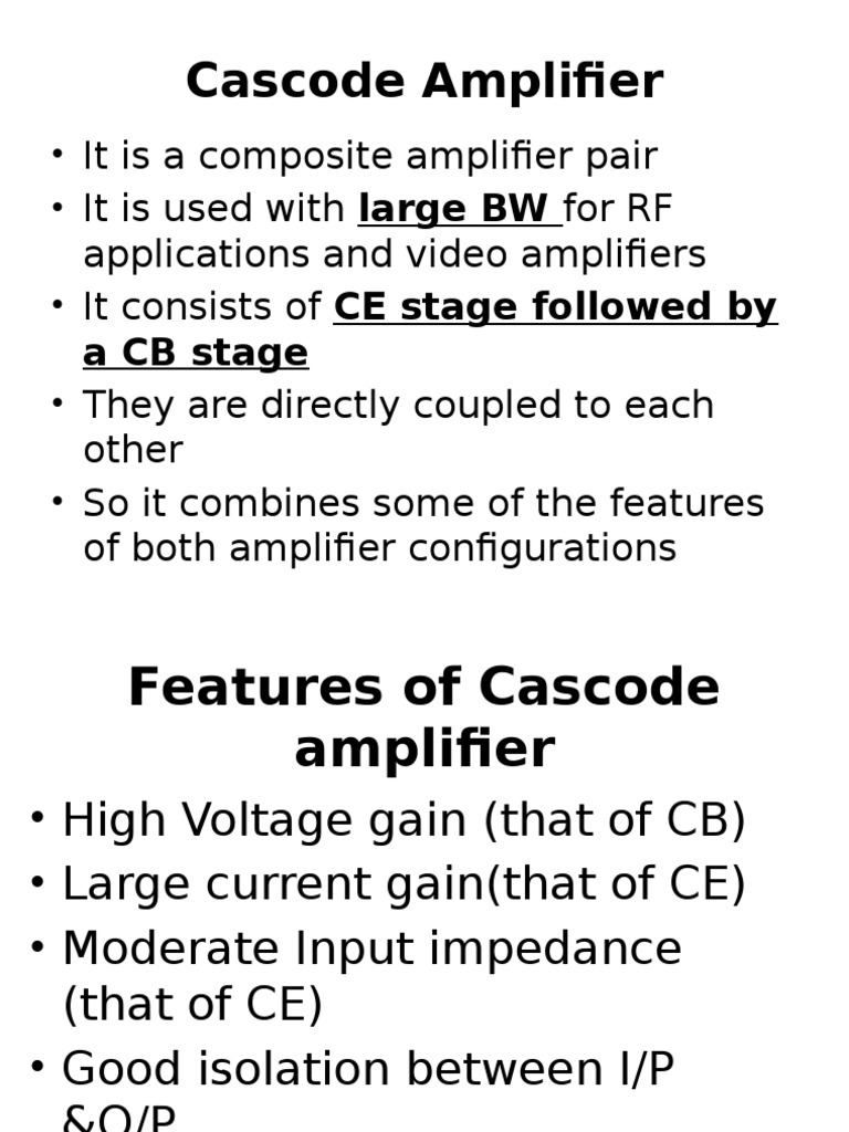 Cascode Amplifier: High Gain, Wide Bandwidth Design | PDF