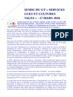 Compte-Rendu Du GT Services Langues Et Cultures Régionales - 17 Mars 2016