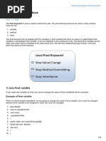 Final Keyword in Java