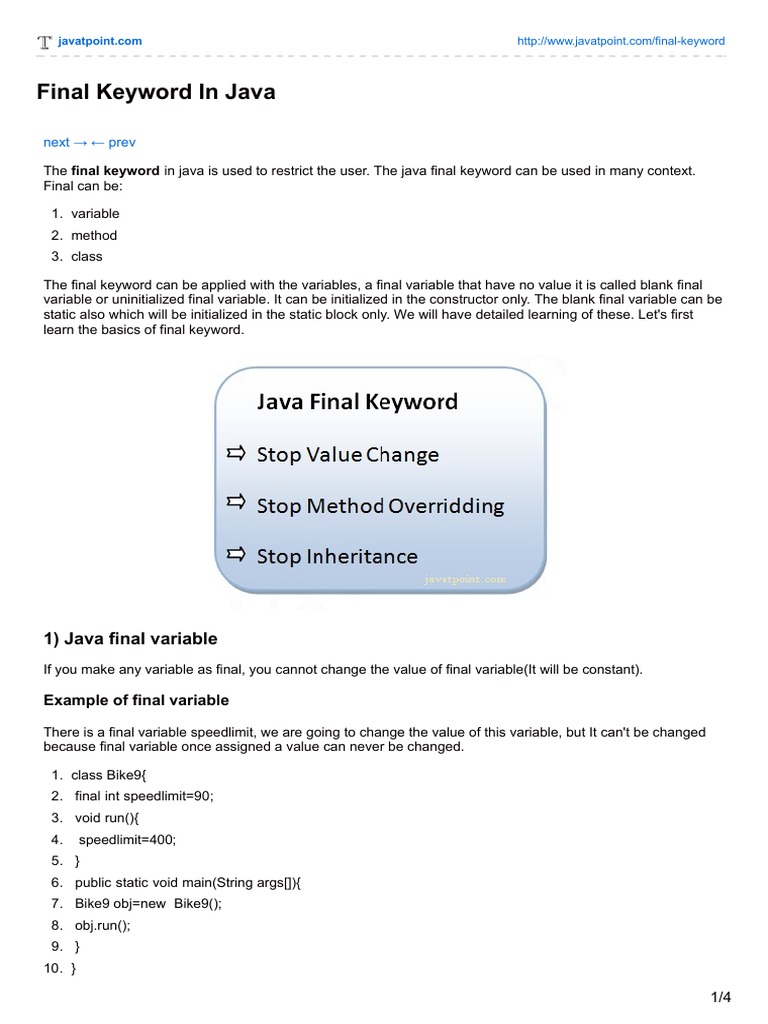 Final Keyword in Java | PDF | Method (Computer Programming) | Variable ...