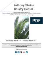 St. Anthony Shrine & Ministry Center: Saturday, March 19 - Friday, March 25