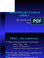 Vaginal Birth After Caesarean (Vbac) : Max Brinsmead MB Bs PHD December 2015