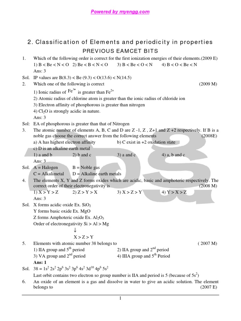 2.classification of Elements and Periodicity in Properties | PDF ...
