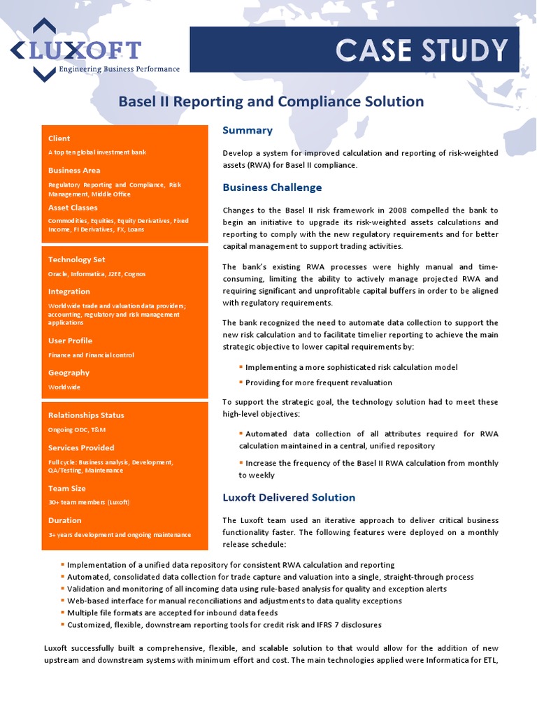 Basel Compliance Solution PDF Basel Ii Regulatory Compliance