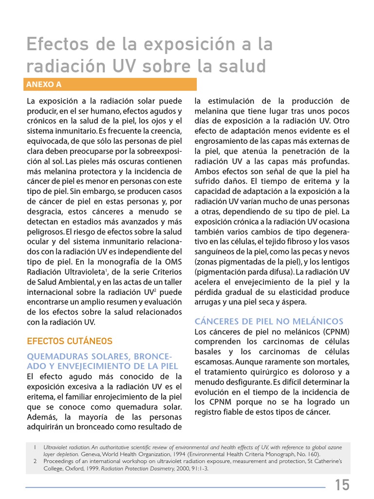 Efectos de La Exposición A La Radiación UV Sobre La Salud | PDF ...