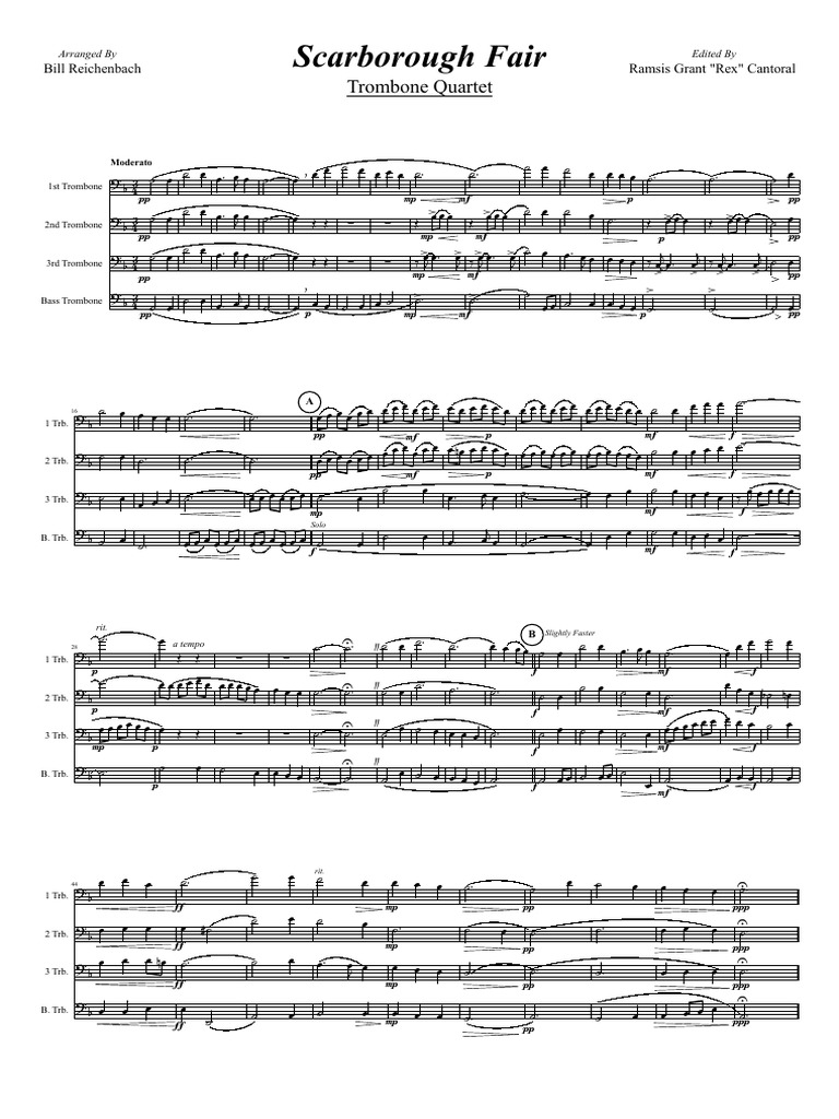 Scarborough Fair Trombone Quartet PDF